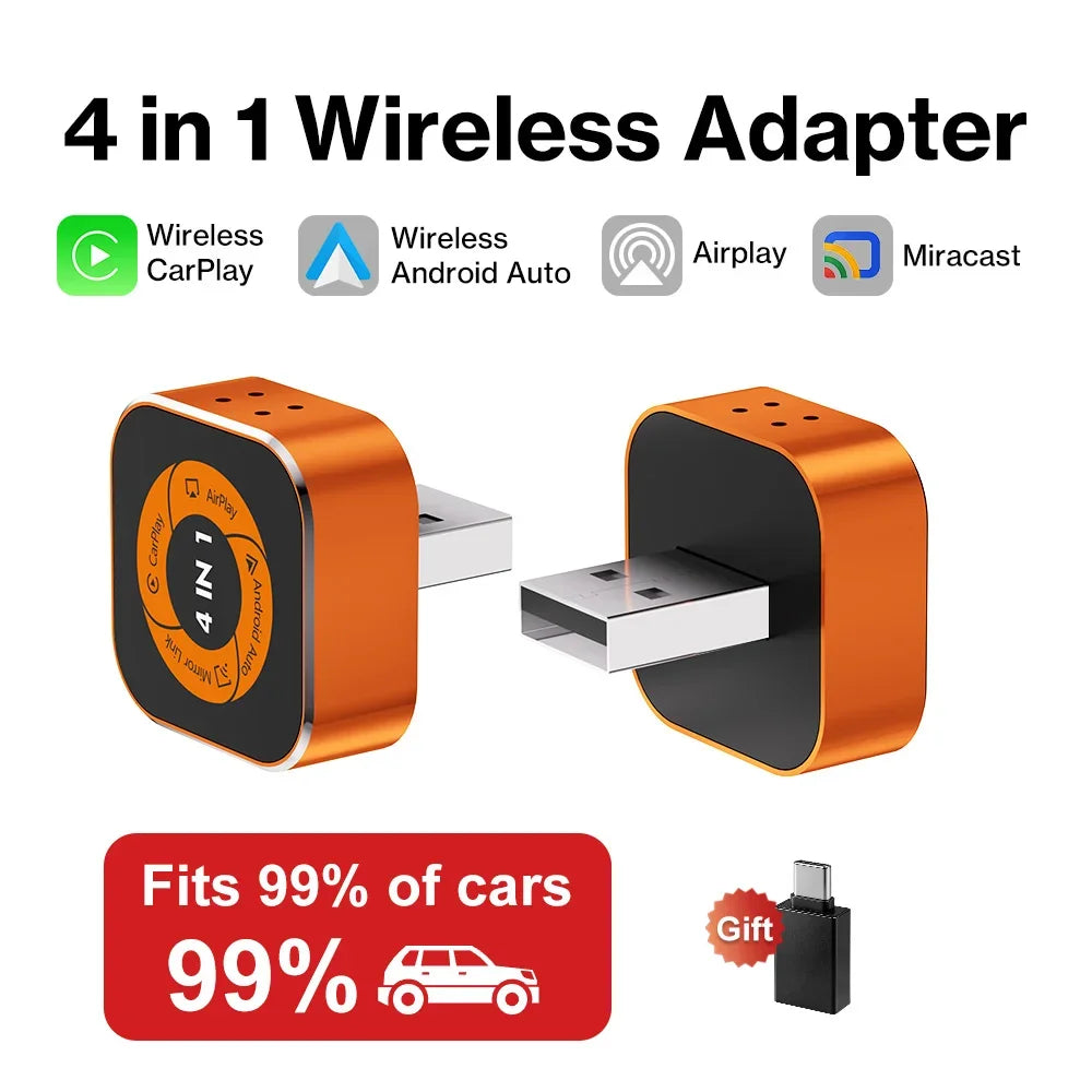 Original FLIXIVI 4 in1 CarPlay Android Auto AirPlay Mirror Link Stable Bluetooth Adapter Wired To Wireless for Volvo Benz Mg Kia