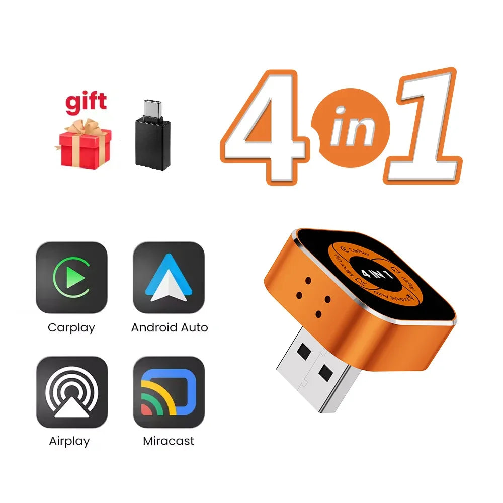 Original FLIXIVI 4 in1 CarPlay Android Auto AirPlay Mirror Link Stable Bluetooth Adapter Wired To Wireless for Volvo Benz Mg Kia