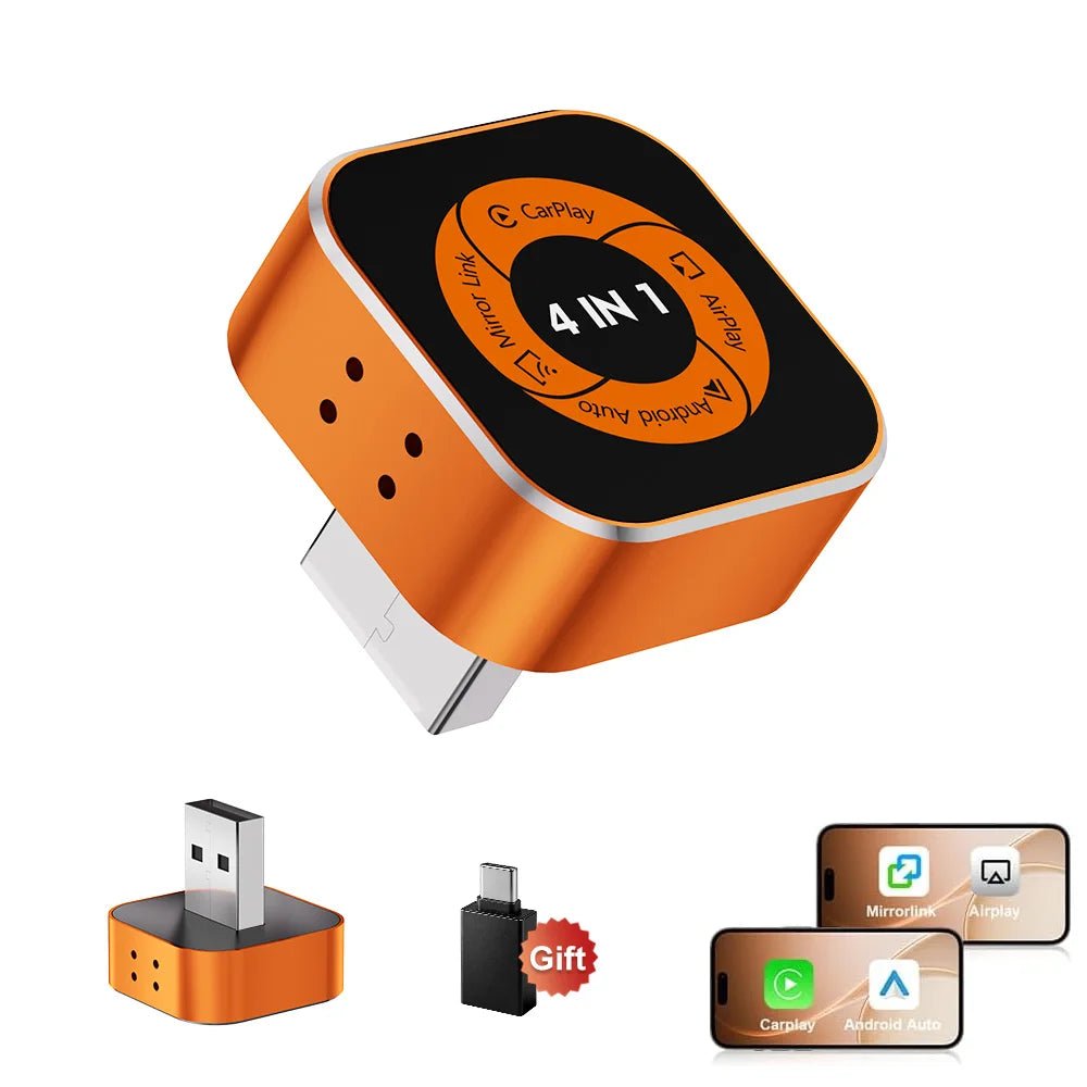 Original FLIXIVI 4 in1 CarPlay Android Auto AirPlay Mirror Link Stable Bluetooth Adapter Wired To Wireless for Volvo Benz Mg Kia