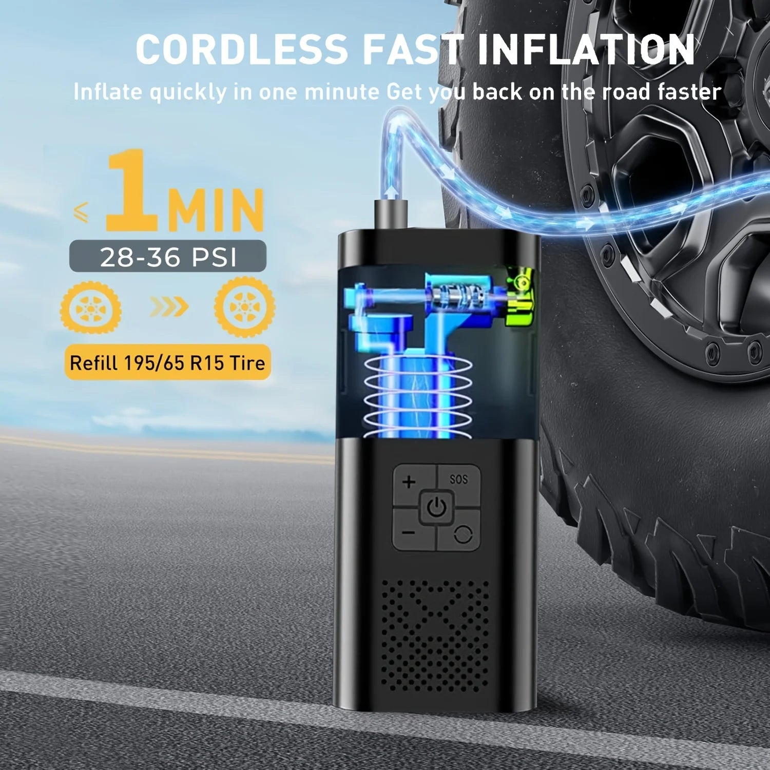 ZEVQARO™ Portable 150 PSI Cordless Tire Inflator