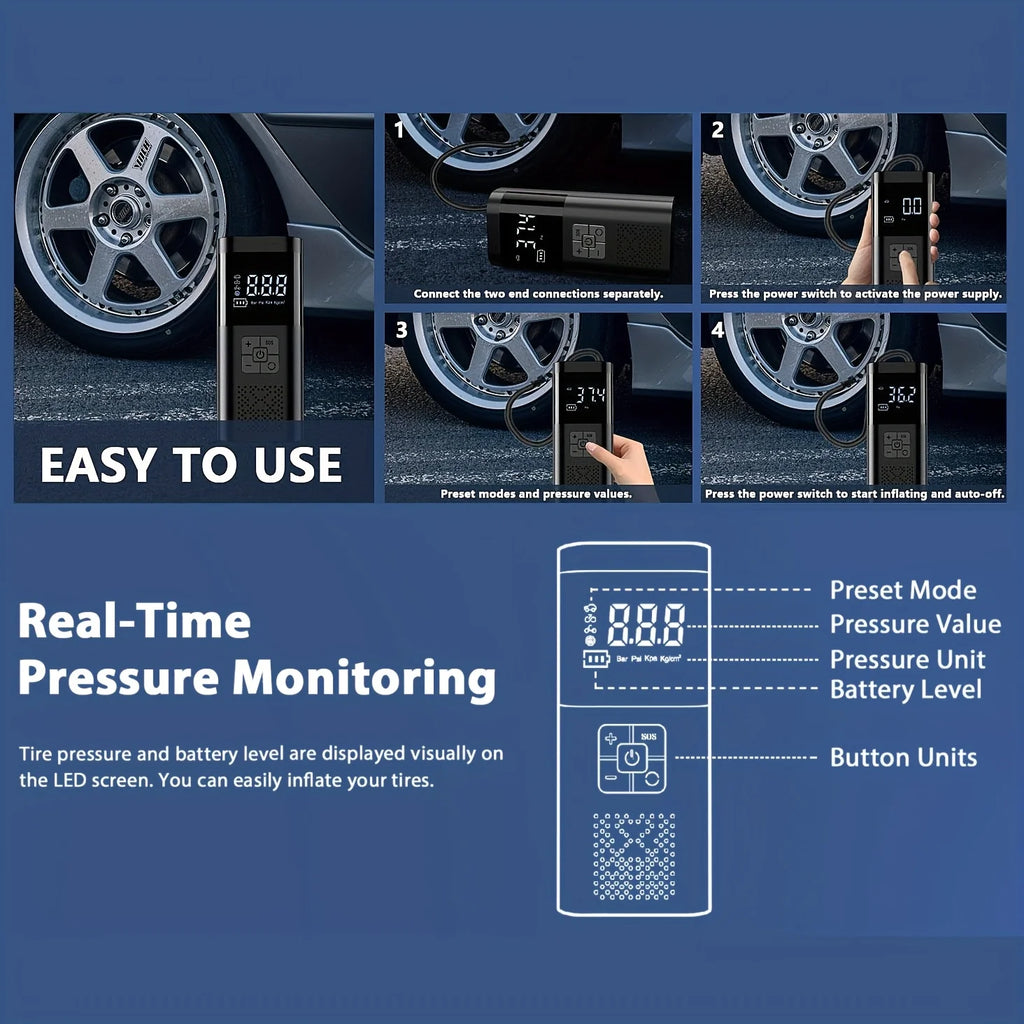 ZEVQARO™ Portable 150 PSI Cordless Tire Inflator